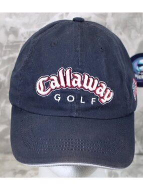 Callaway Spell Out V Golf Hat American Flag Strapback Blue White Red Cap